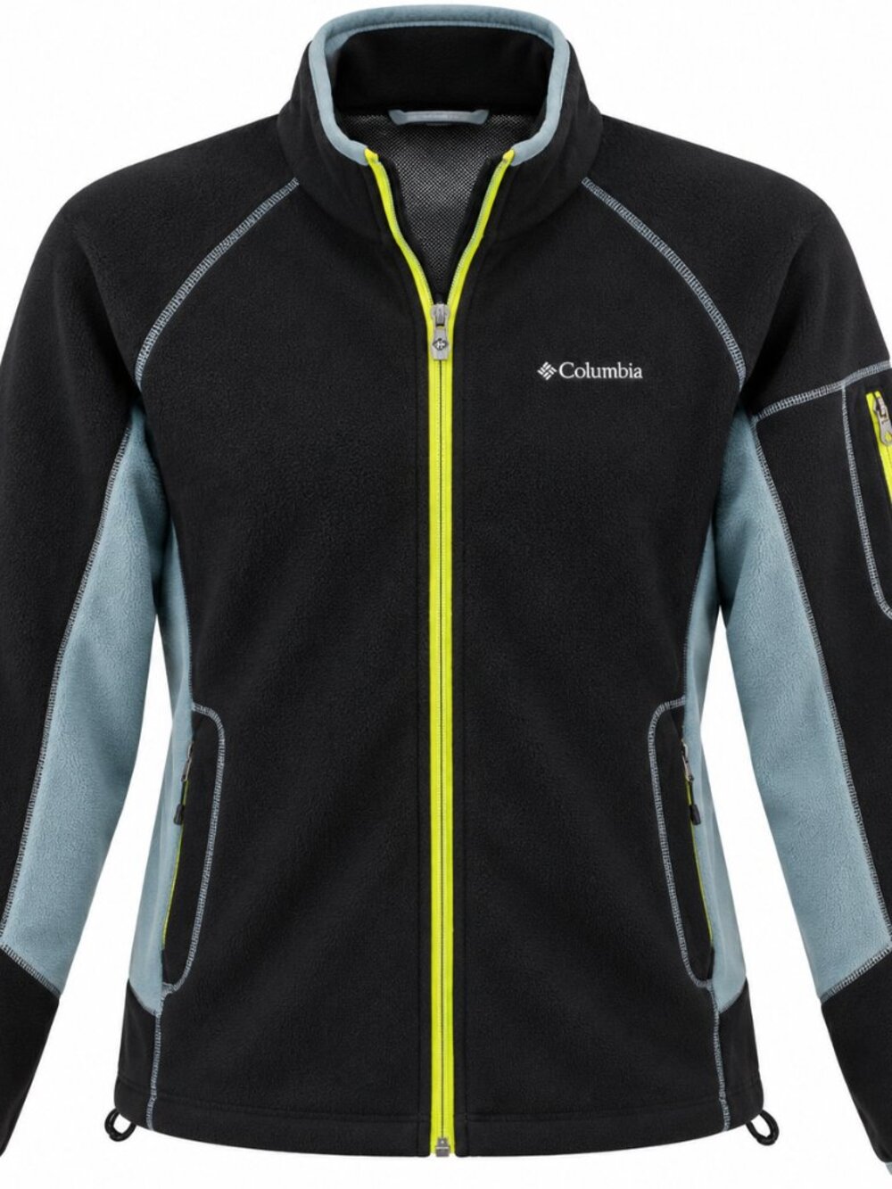 Columbia Heat 360 Fleece Jacket Black Gray Lime Green Omni-Heat Full Zip